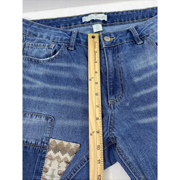 Est 1946 Denim Jeans Womens Size 14 Medium‎ Wash Denim Raw Hem Patches Distress - Picture 7 of 12